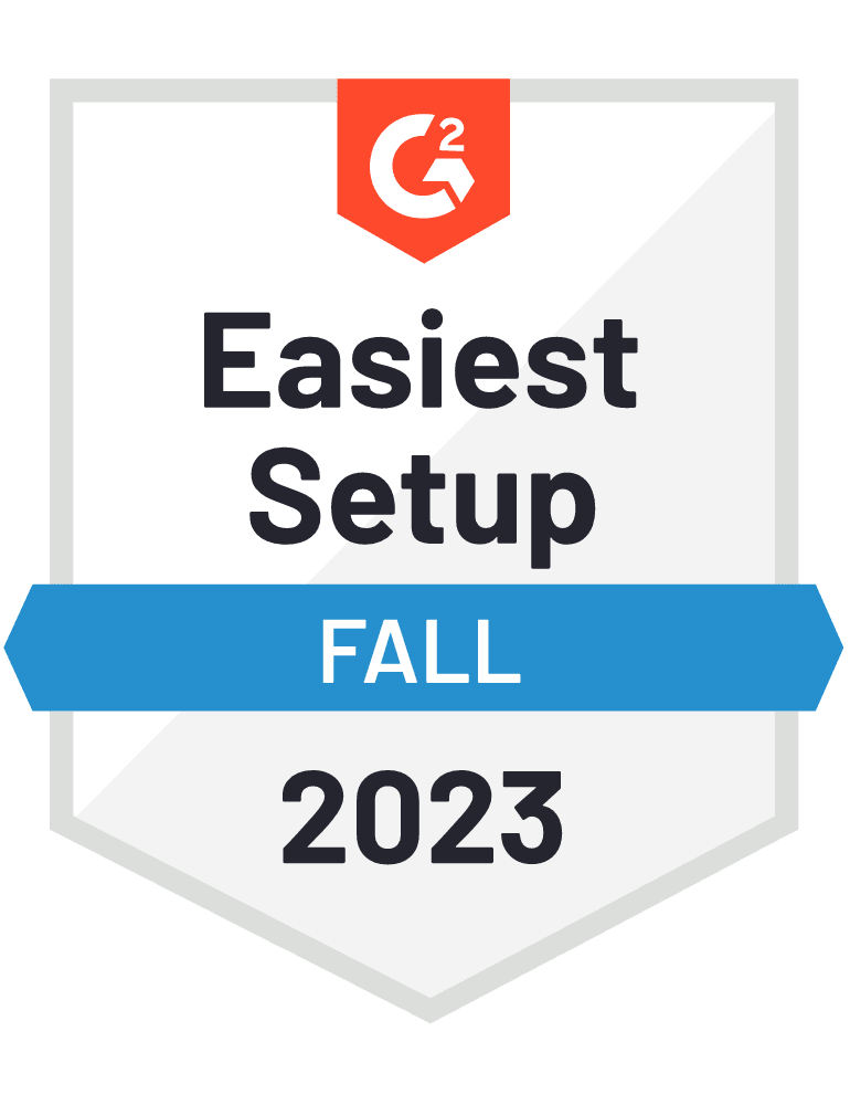 Easiest setup restaurant management software award by G2 in 2023 Fall