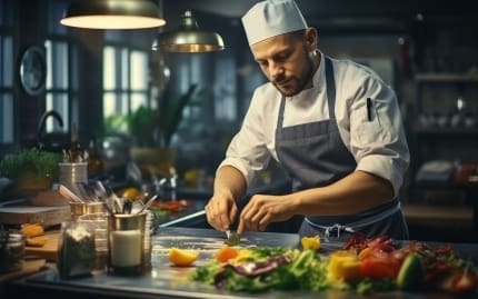 chef-prepares-salads-kitchen-restaurant-generative-ai